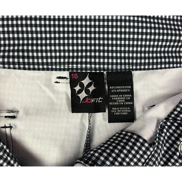 JoFit Playoff Golf Pants  Women's 16  Activewear  Back Slit  Navy / White Check - Picture 10 of 14